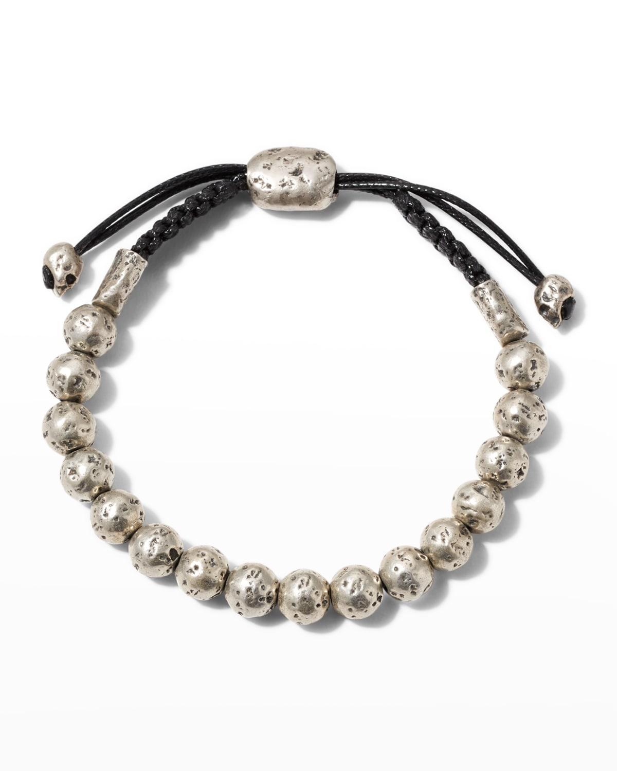 John Varvatos Collection Mens Sterling Silver Artisan Beaded Cord Bolo Bracelet Product Image