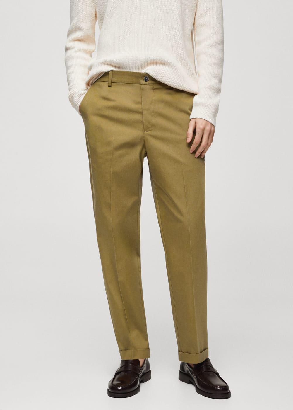 MANGO MAN - Straight-fit cotton pants olive greenMen Product Image