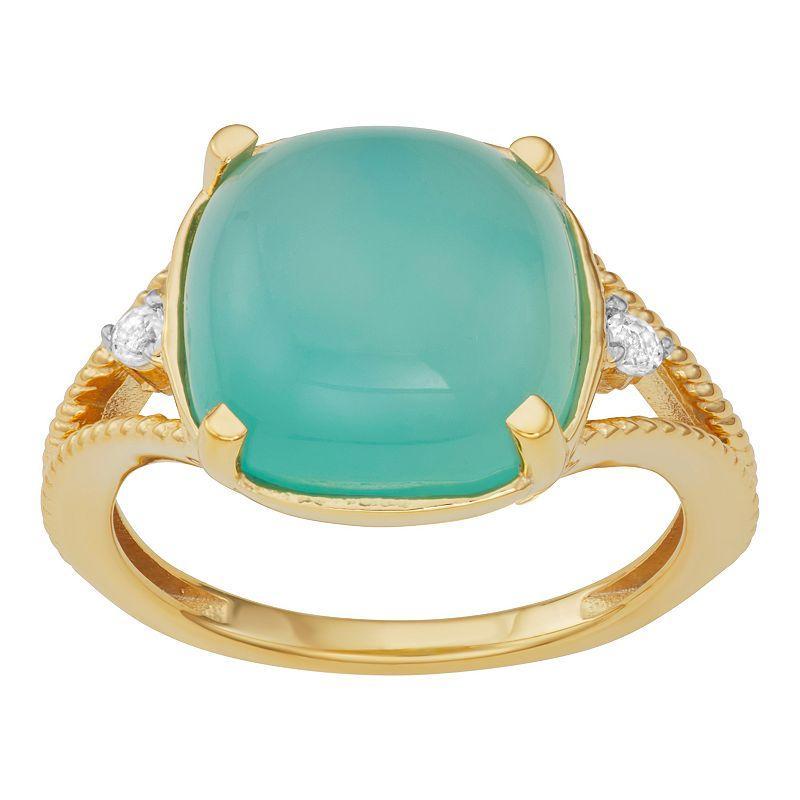 Jewelexcess 14k Gold Over Silver Chalcedony & White Topaz Accent Ring, Womens 14k Gold Plated Product Image