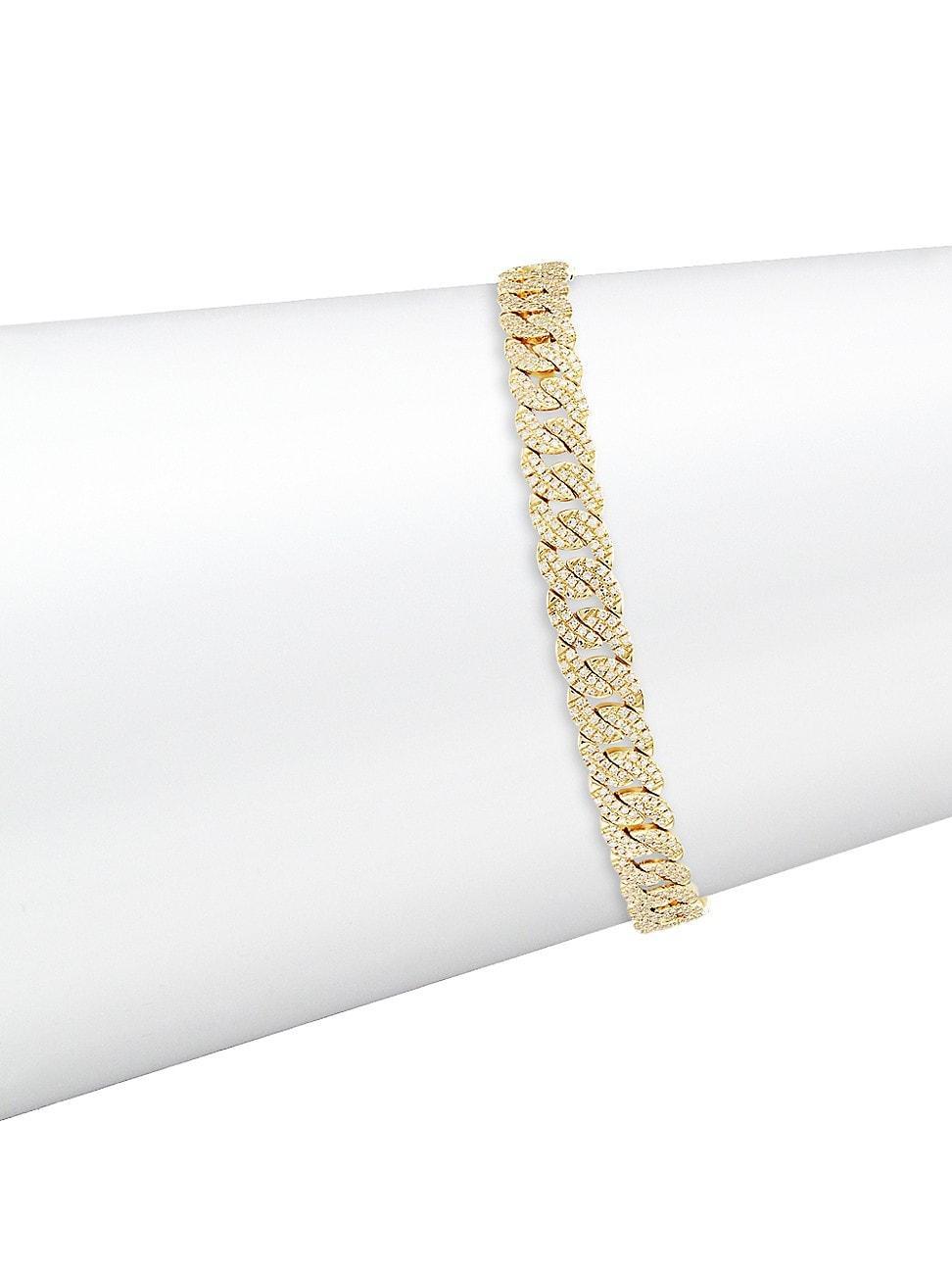 Womens 14K Yellow Gold & 1.69 TCW Diamond Curb-Chain Bracelet Product Image