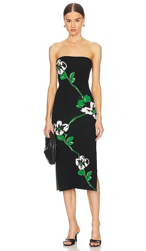 Floral Jacquard Strapless Midi Dress Product Image