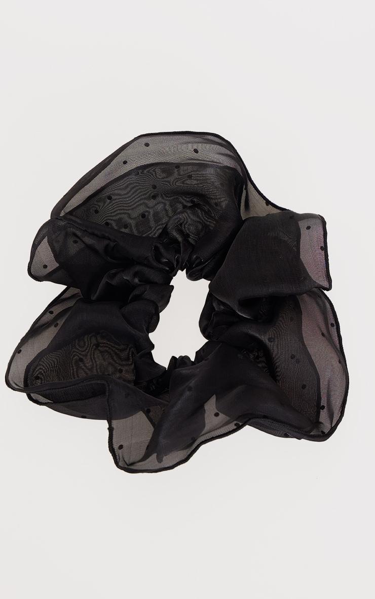 Black Organza Polka Dot Oversized Scrunchie Product Image