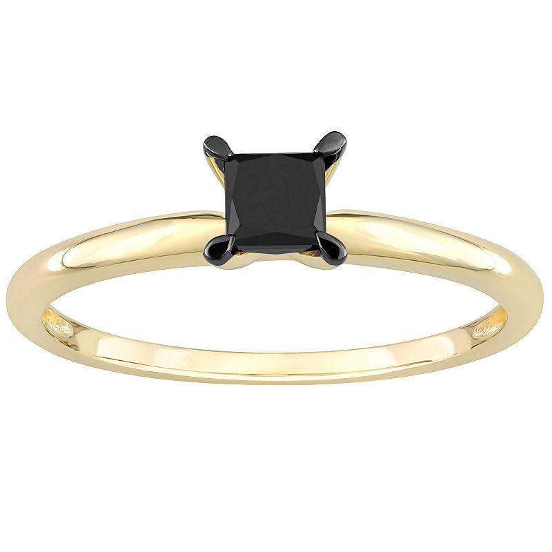 Stella Grace 14k Gold 1/2 Carat T.W. Princess Cut Black Diamond Solitaire Engagement Ring, Womens Product Image