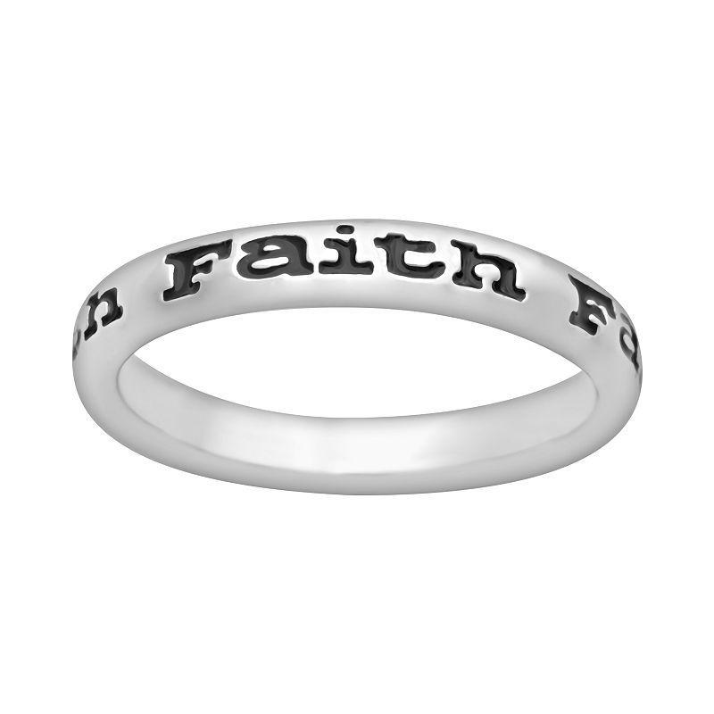 Stacks & Stones Sterling Silver Black Enamel Faith Stack Ring, Womens Grey Product Image