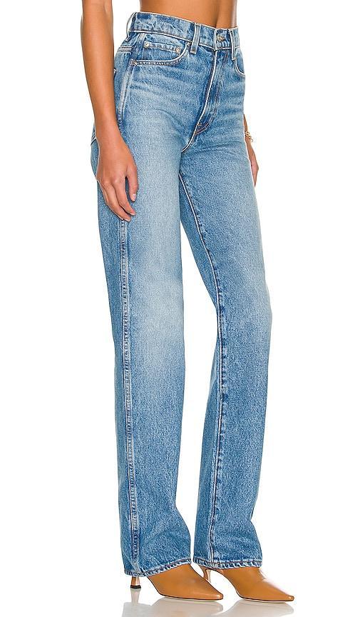 GRLFRND Sara Super High Rise Slim Straight in Blue Product Image