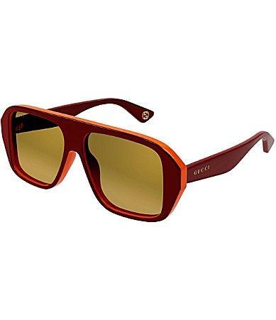 Gucci Mens Aspen Bilayer 57mm Aviator Sunglasses - Shiny Solid Bilayer Red/Orange Red Product Image