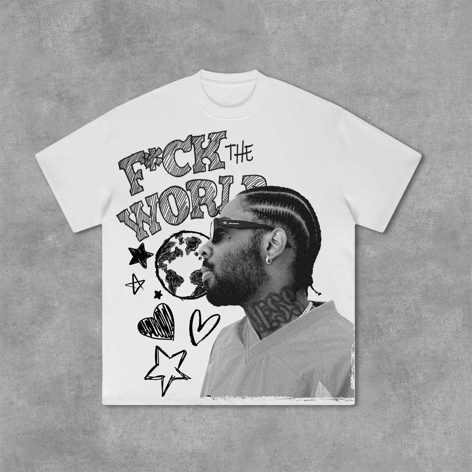 Fashion Rapper Graphics Print Cotton T-Shirt Product Image