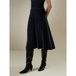 Pleated A-line Merino Wool Skirt Product Image