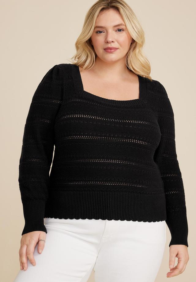 Maurices Plus Size Womens Black Open Stitch Sweater Size 4X Product Image