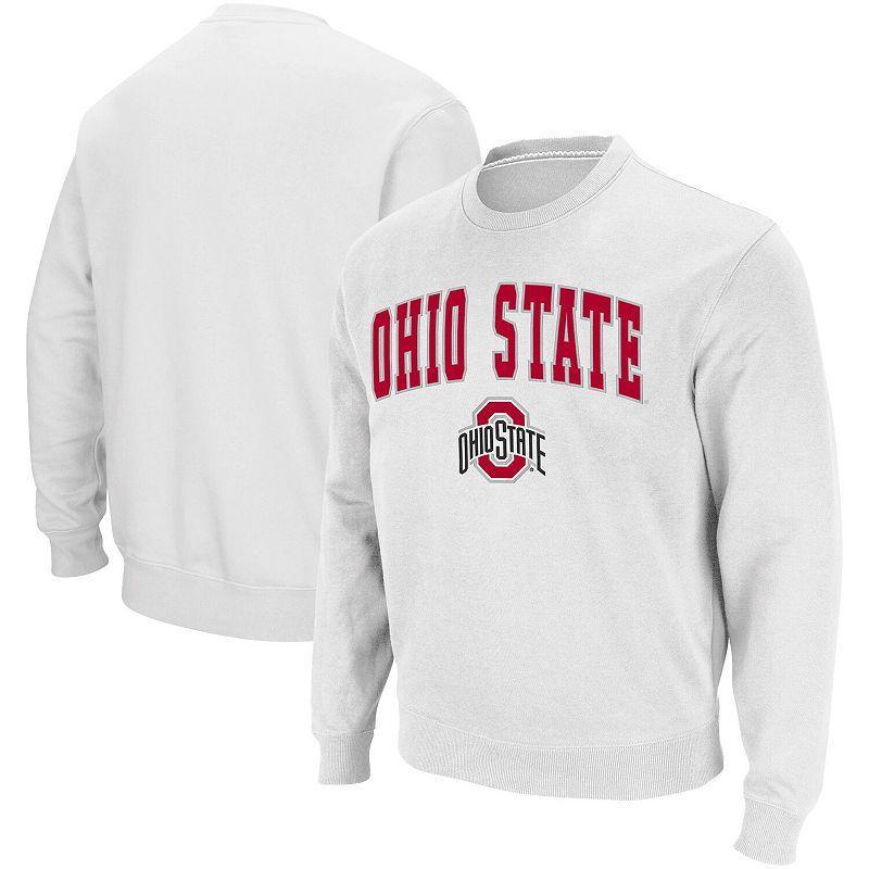 Mens Colosseum White Ohio State Buckeyes Team Arch & Logo Tackle Twill Pullover Sweatshirt Product Image