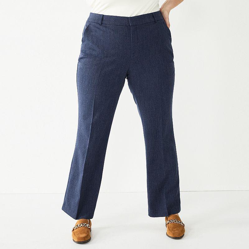 Plus Size Nine West Barely Bootcut Pants, Womens Navy Grey Product Image