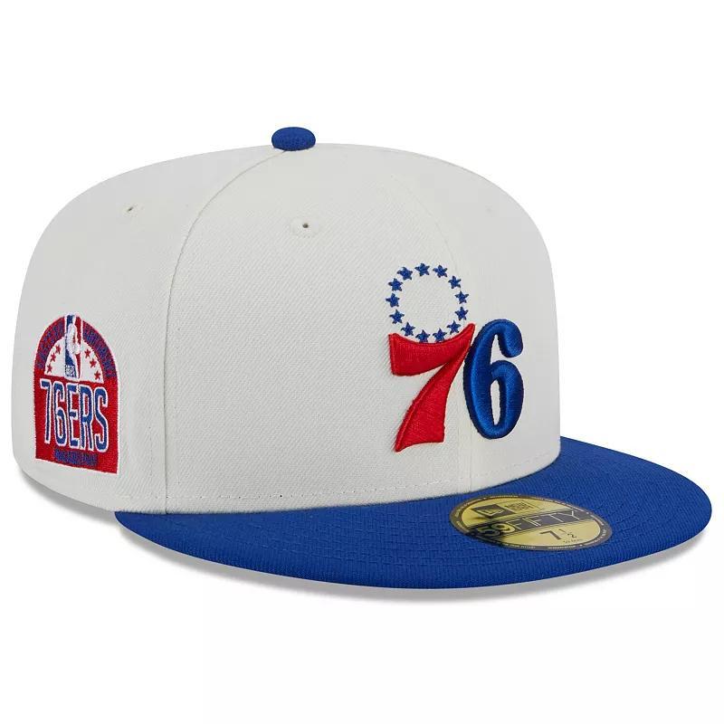 Mens New Era Cream Philadelphia 76Ers Retro City Conference Side Patch 59Fifty Fitted Hat - Cream Product Image