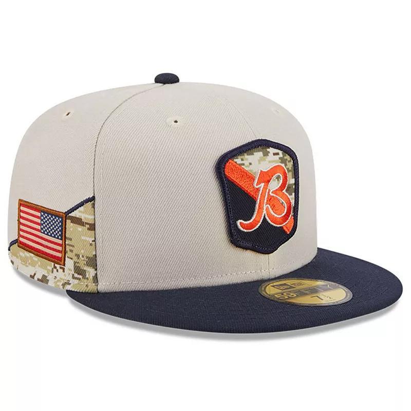 Mens New Era Stone/Navy Chicago Bears 2023 Salute To Service 59FIFTY Fitted Hat Product Image