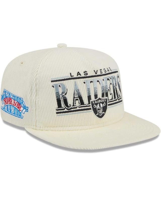 Mens New Era Cream Las Vegas Raiders Throwback Corduroy Golfer Snapback Hat Product Image