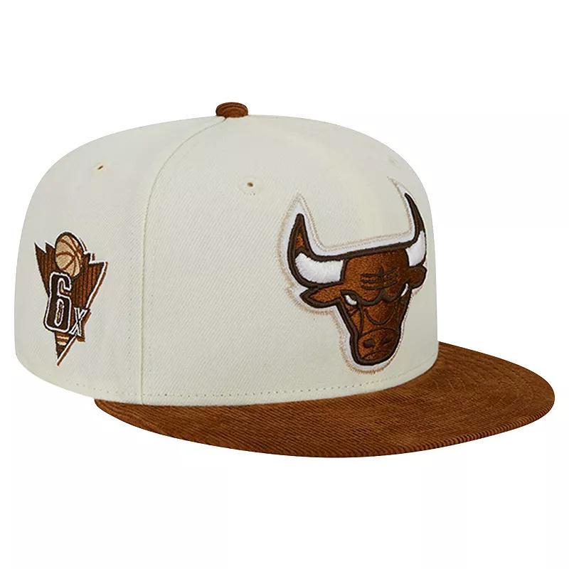 Mens New Era Cream/Brown Chicago Bulls 2-Tone Corduroy Visor 59FIFTY Fitted Hat Product Image