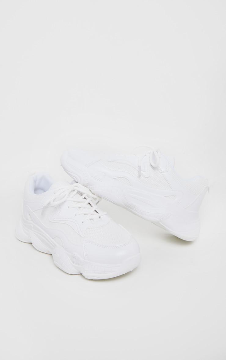 White Bubble Sole Lace Up Sneakers Product Image