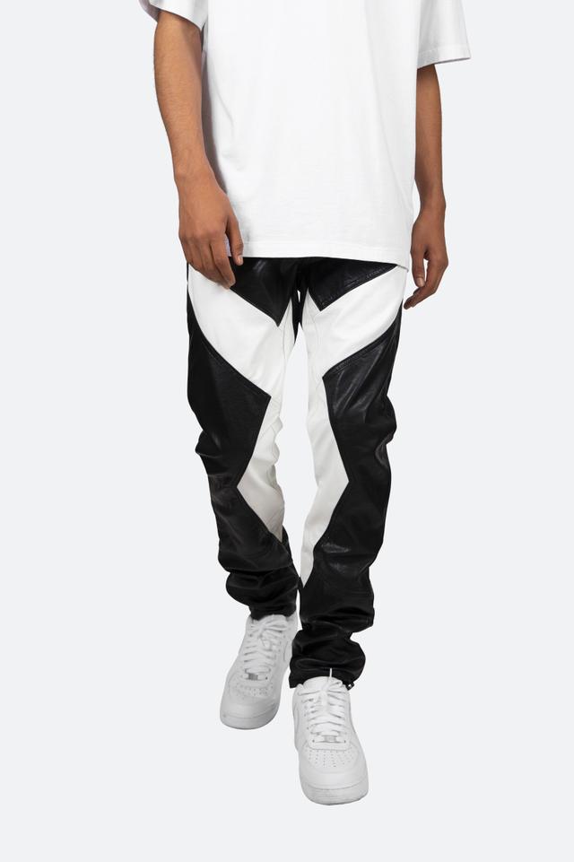 S192 Leather Pants - Black/White Product Image