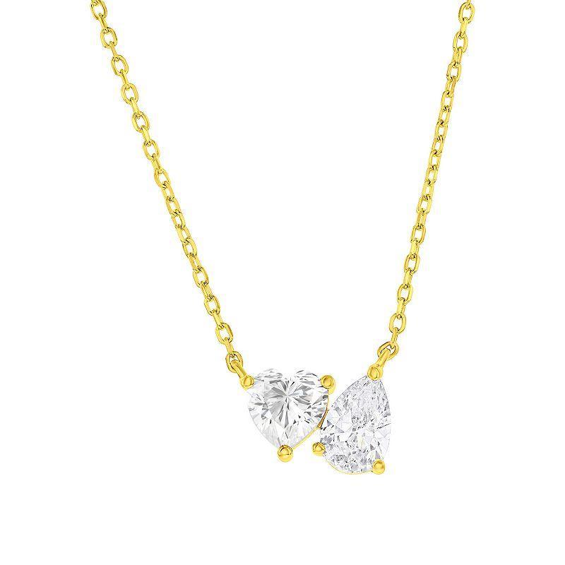 Argento Bella Heart & Pear Shaped Cubic Zirconia Pendant Necklace, Womens Gold Tone Product Image