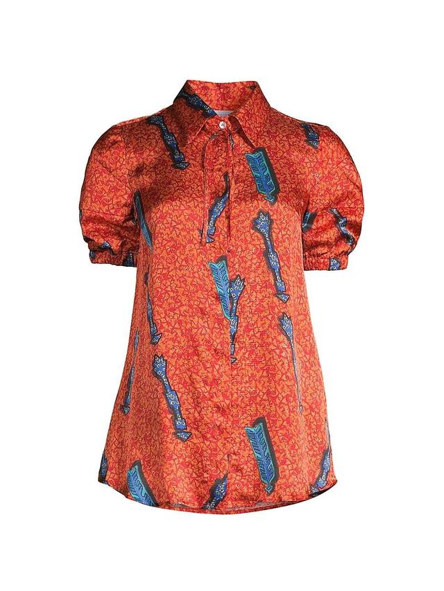 Womens Arrow Printed Button-Front Top Product Image