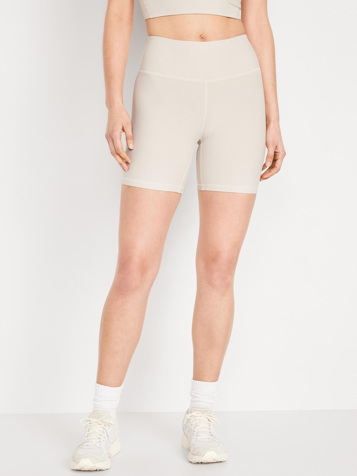 High-Waisted PowerSoft Ribbed Biker Shorts -- 6-inch inseam Product Image