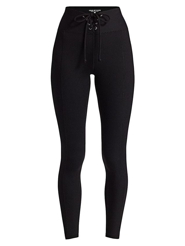 Womens Football Ribbed Lace-Up Leggings Product Image