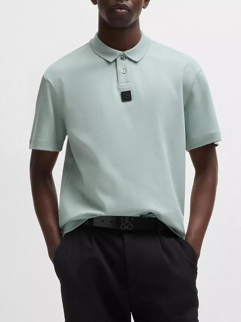 Interlock-Cotton Polo Shirt with Stacked Logo Product Image