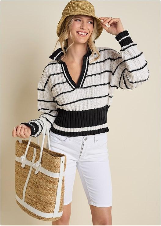 Collared V-Neck Sweater Product Image