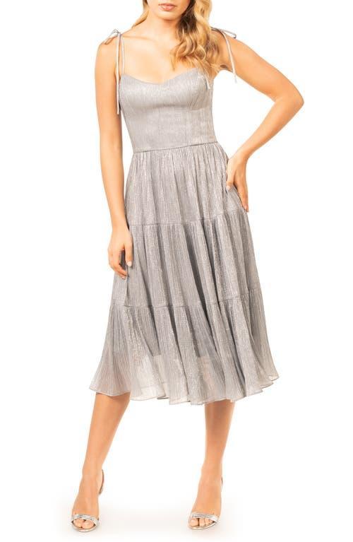 Dress the Population Dream Metallic Tiered Midi Dress Product Image