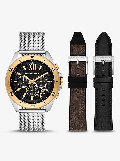 Oversized Brecken Two-Tone Mesh Watch Gift Set Product Image