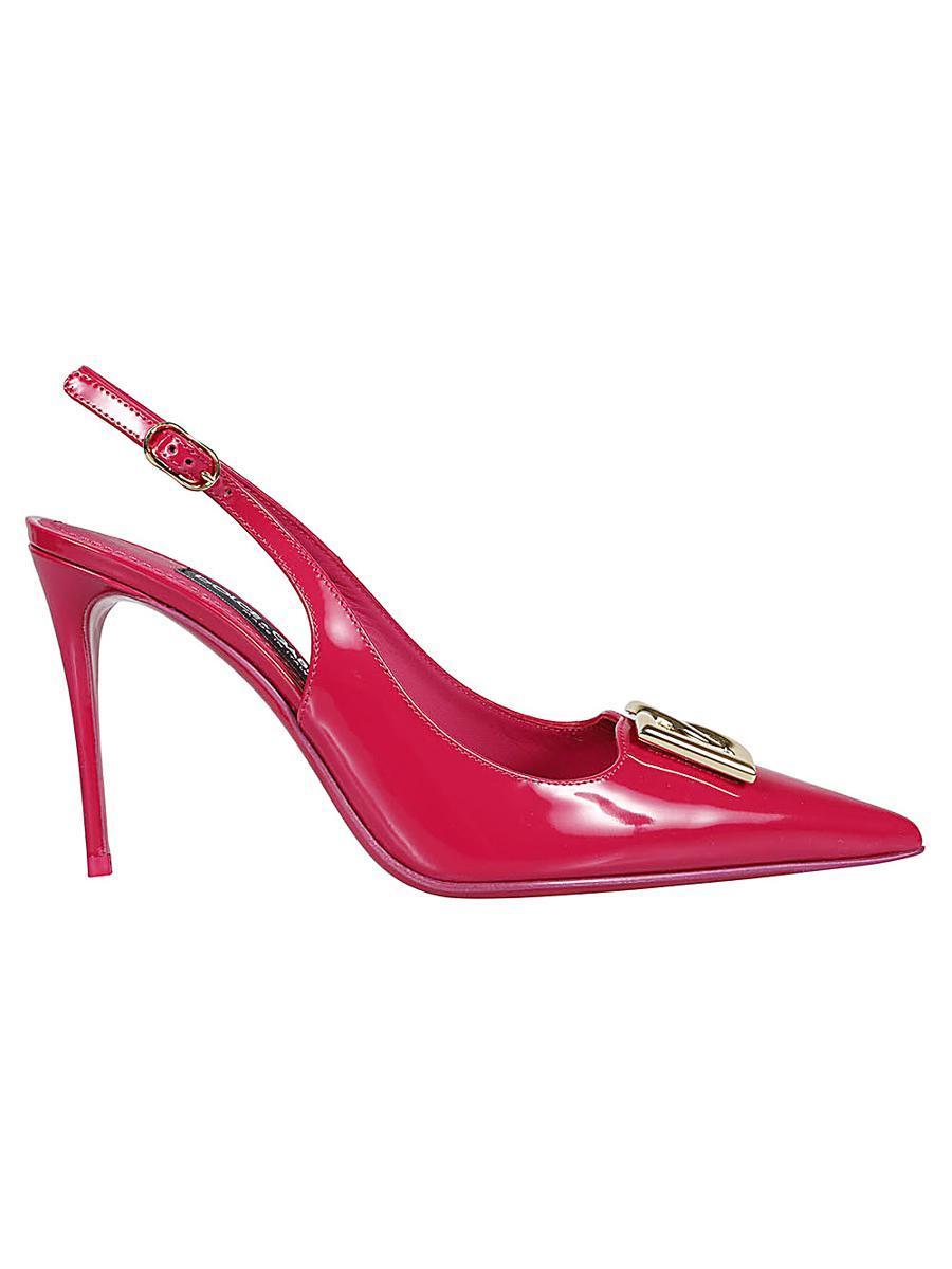 Dg Logo Leather Slingback Pump In Red Product Image