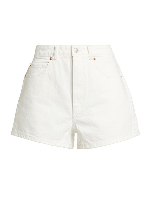 Womens Shorty Logo Cut-Out High-Rise Denim Shorts Product Image