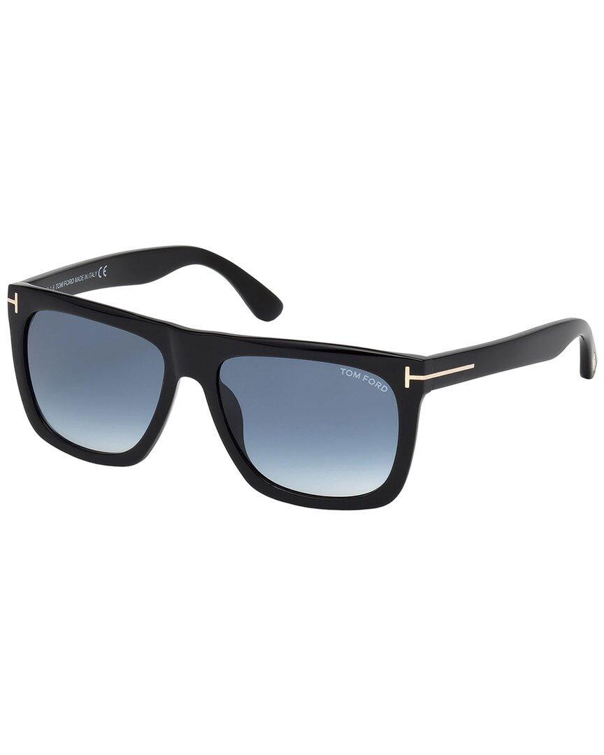 TOM FORD Morgan Thick Square Acetate Sunglasses, Black/blue Product Image