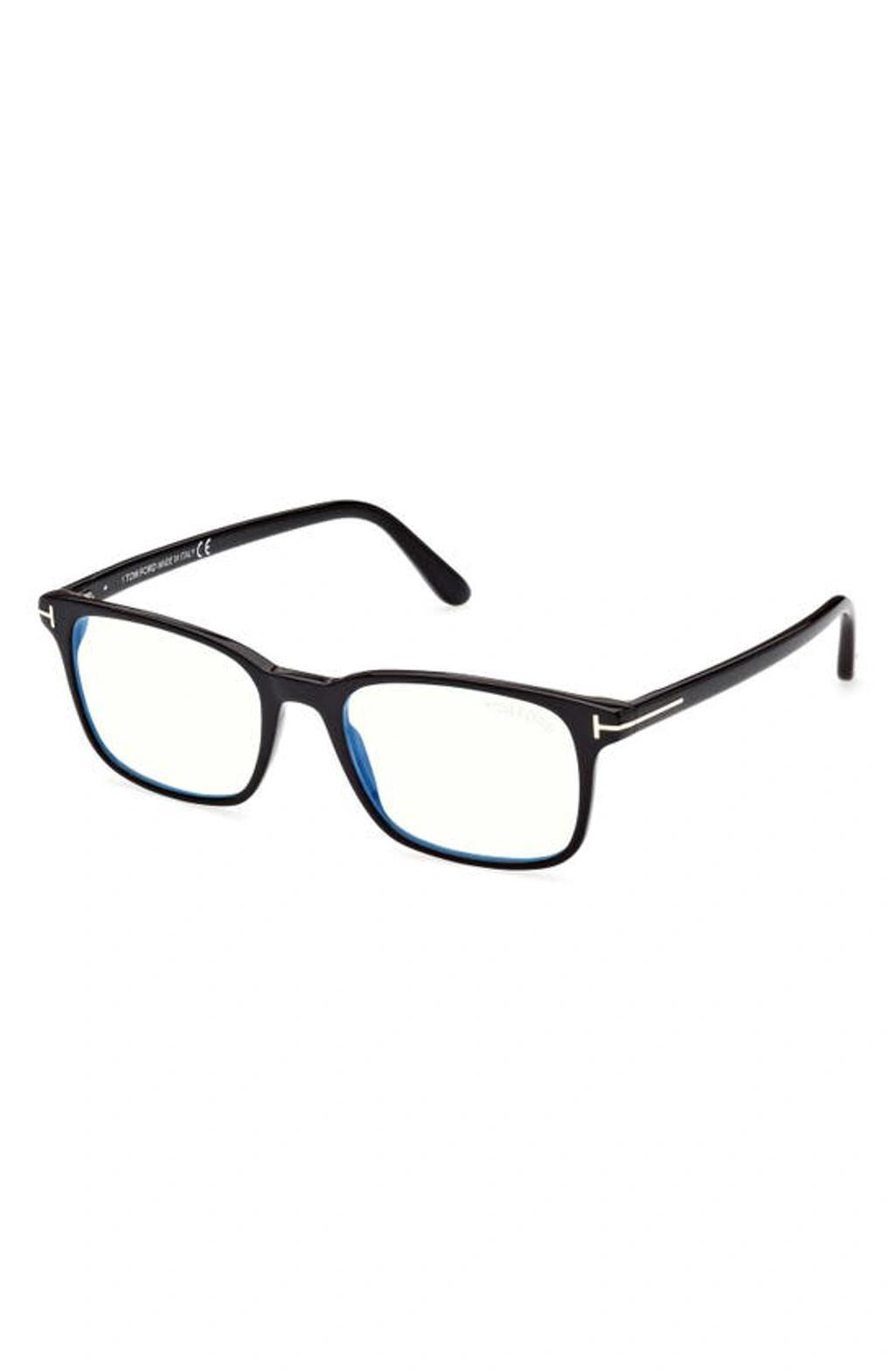 TOM FORD 55mm Rectangular Blue Light Blocking Glasses In Shiny Black Product Image