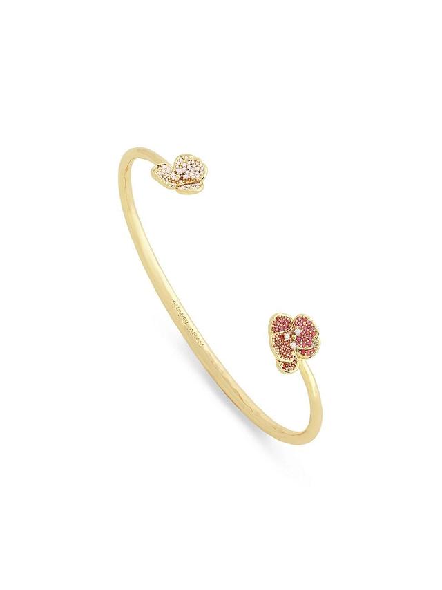 Womens Orchid 18K Gold-Plated & Cubic Zirconia Bangle Product Image