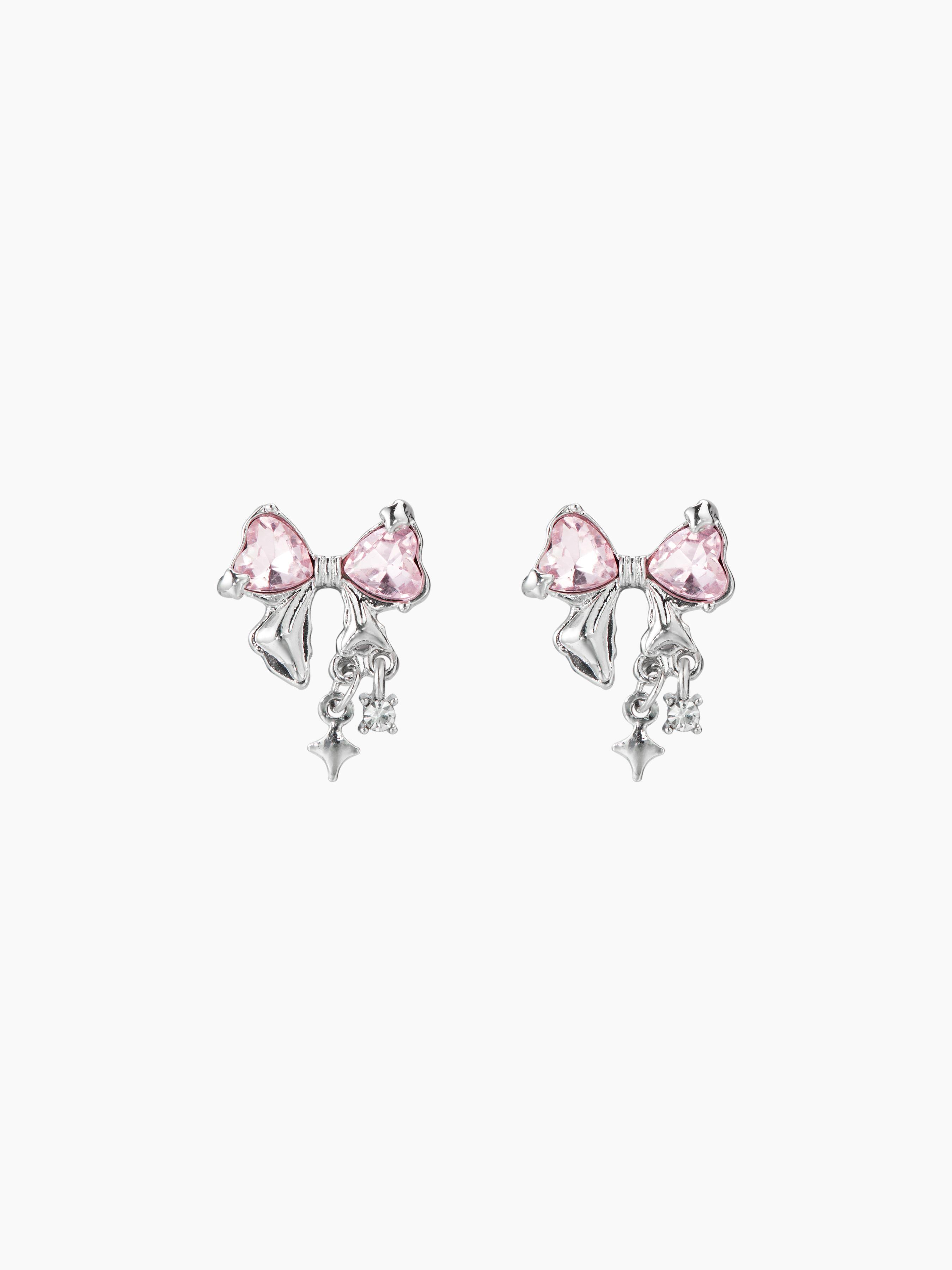 BOWKNOT RHINESTONE DECOR DROP EARRINGS Product Image