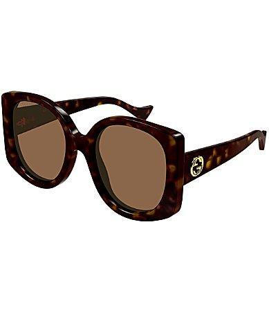 Gucci Womens GG1257SA 56mm Havana Round Butterfly Sunglasses Product Image