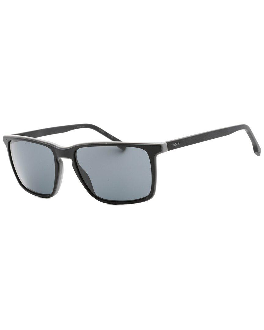 Grey Rectangular Men's Sunglasses Boss 1556/o/s 0o6w/ir 57 In Black Product Image