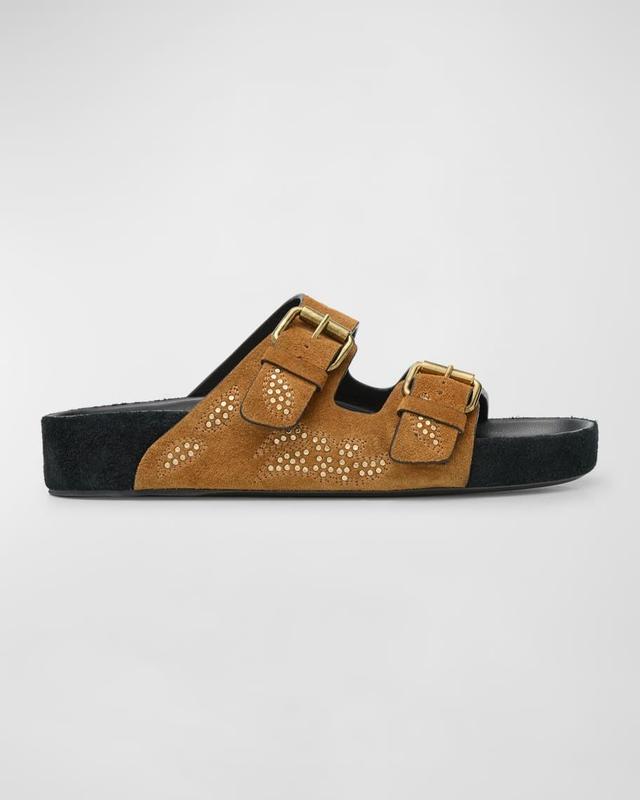 Lennyo Studded Suede Dual-Buckle Sandals Product Image