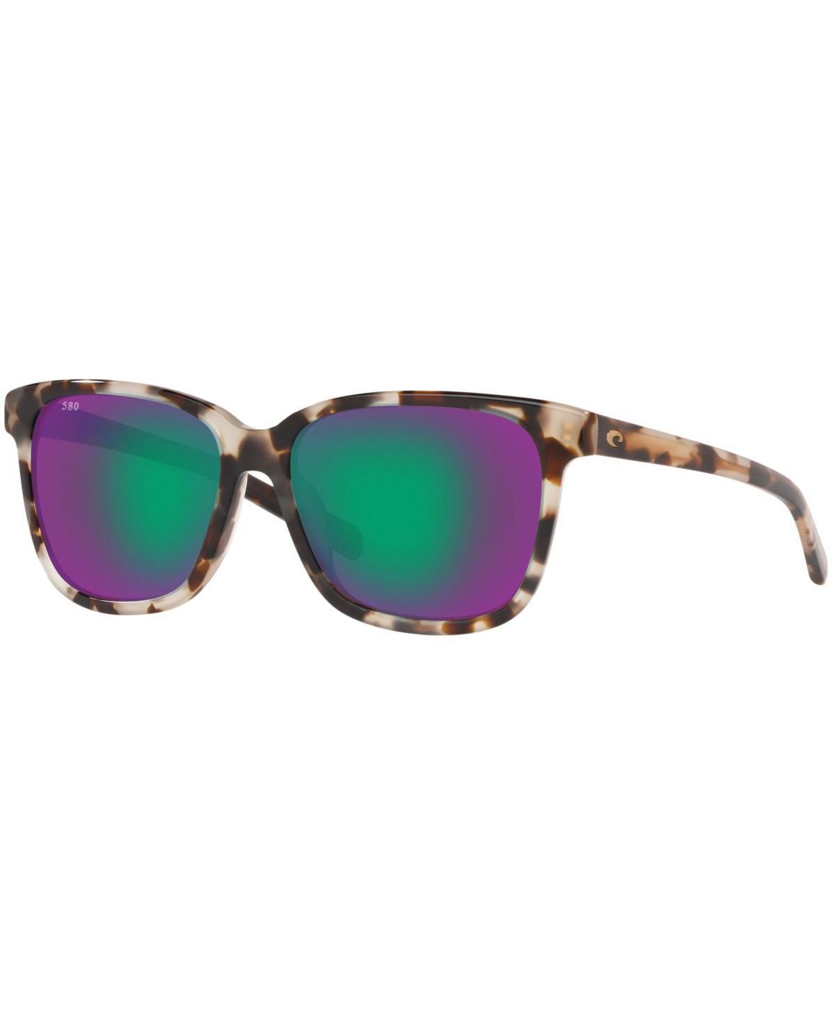 Costa May Polarized Square Sunglasses - Shiny Tiger Cowrie Green Mirror Product Image