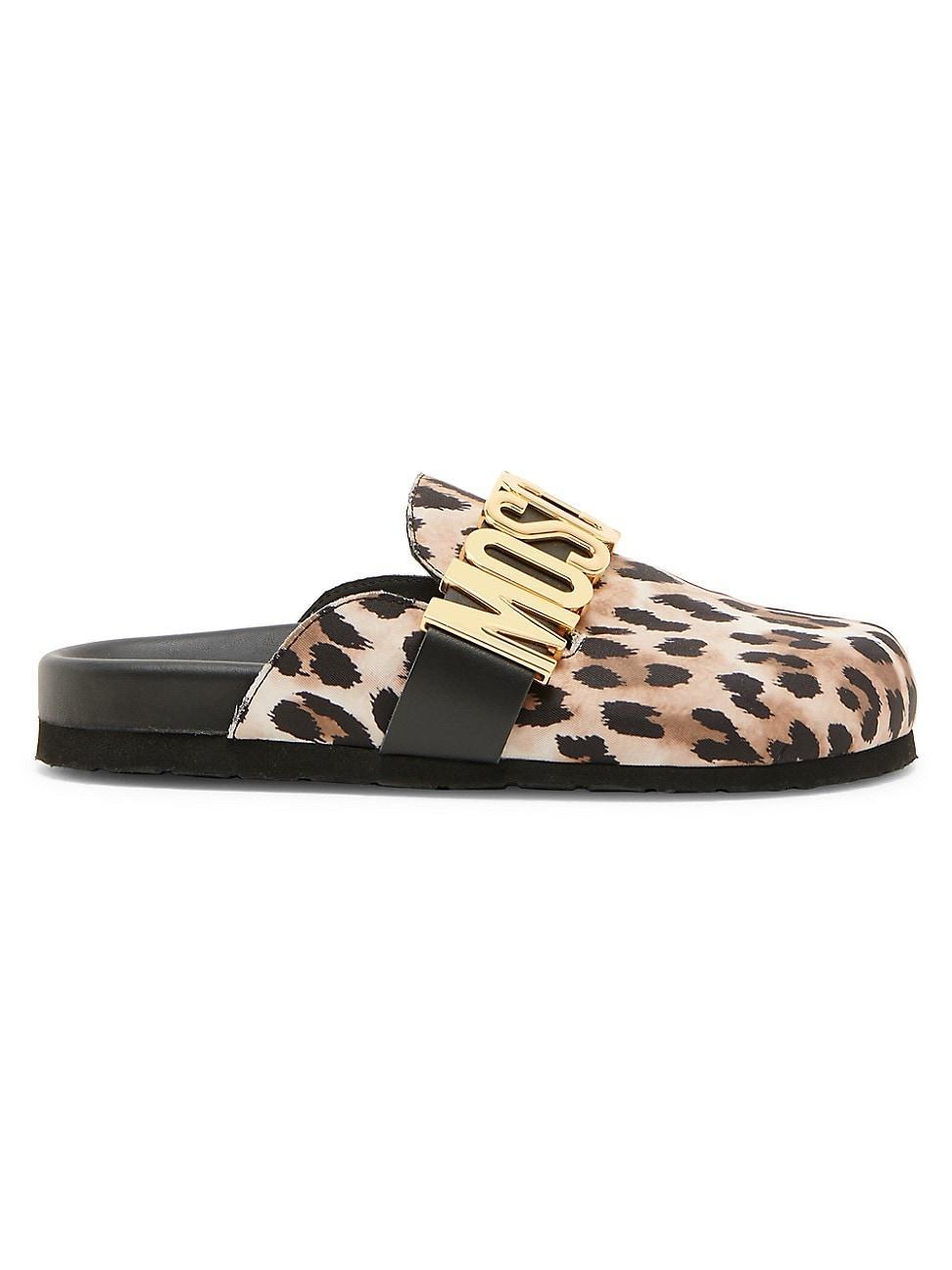 Womens Logo-Embellished Animal Print Mules Product Image