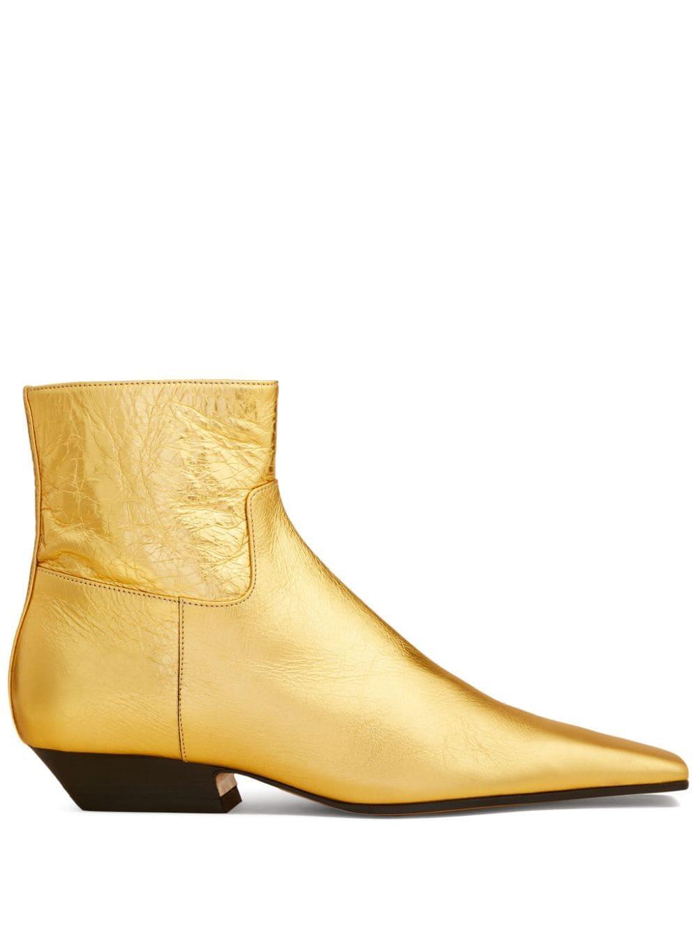 Marfa Leather Ankle Boots In Gold Product Image