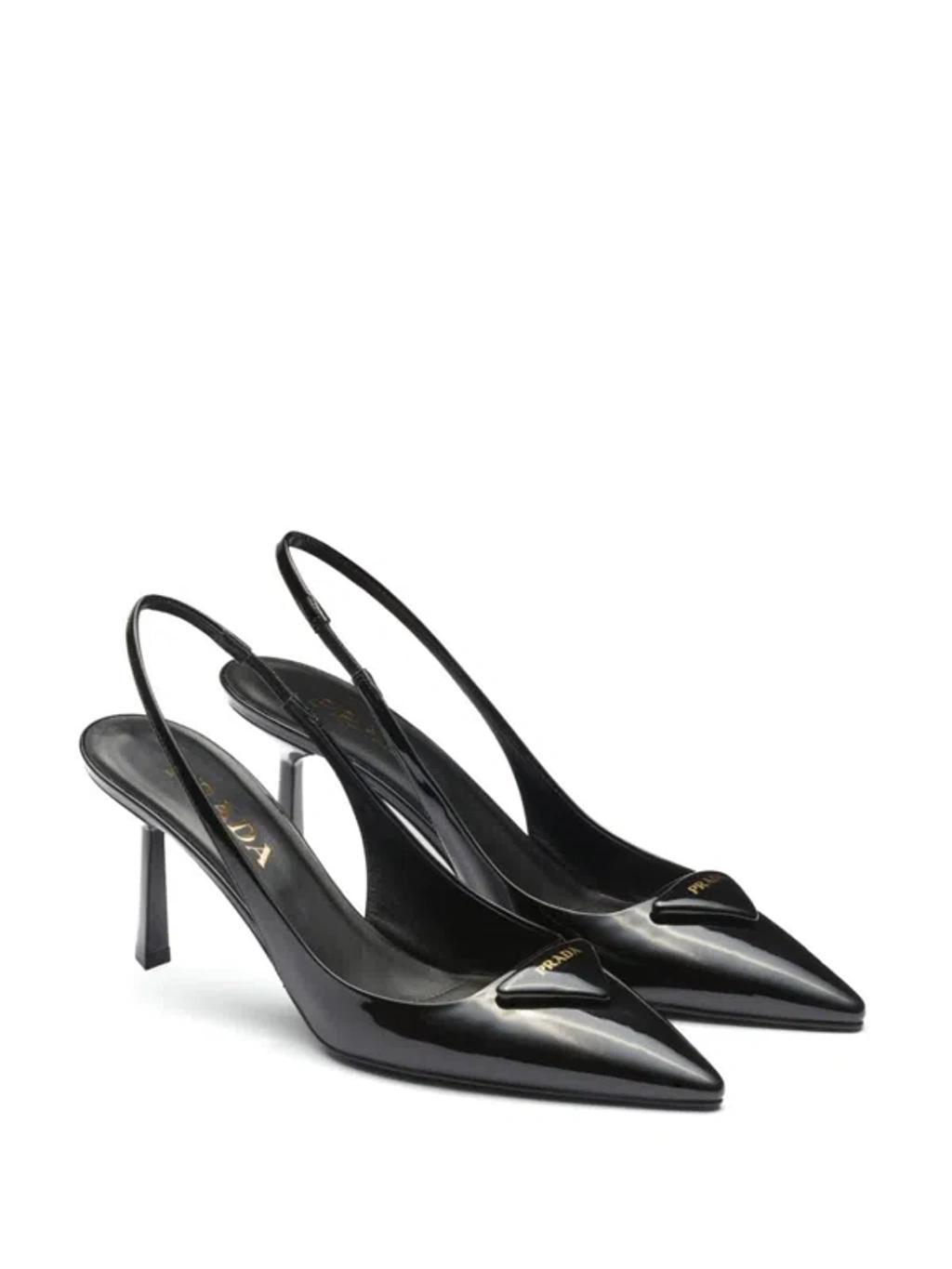 Patent Leather Slingback Pumps In Black Product Image