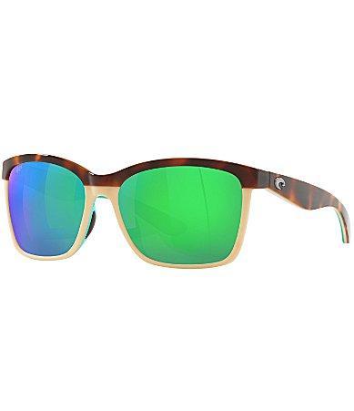 Costa Womens 6S9053 Anaa Tortoise 55mm Mirrored Square Polarized Sunglasses Product Image