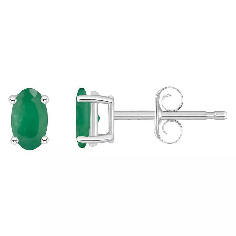 Ruby Oval-Cut Stud Earrings in 14k White Gold (Also in Emerald) Product Image