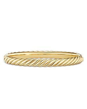 Womens Sculpted Cable Bangle Bracelet in 18K Yellow Gold Product Image