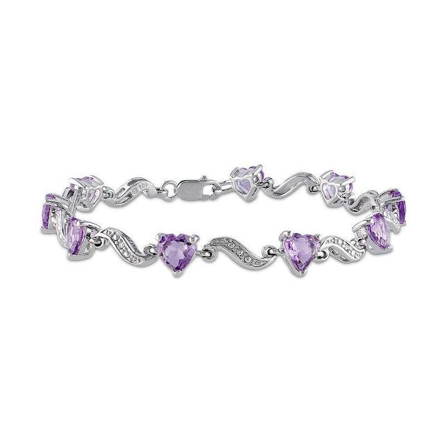 Stella Grace Sterling Silver Amethyst & Diamond Accent Heart Bracelet, Womens Product Image