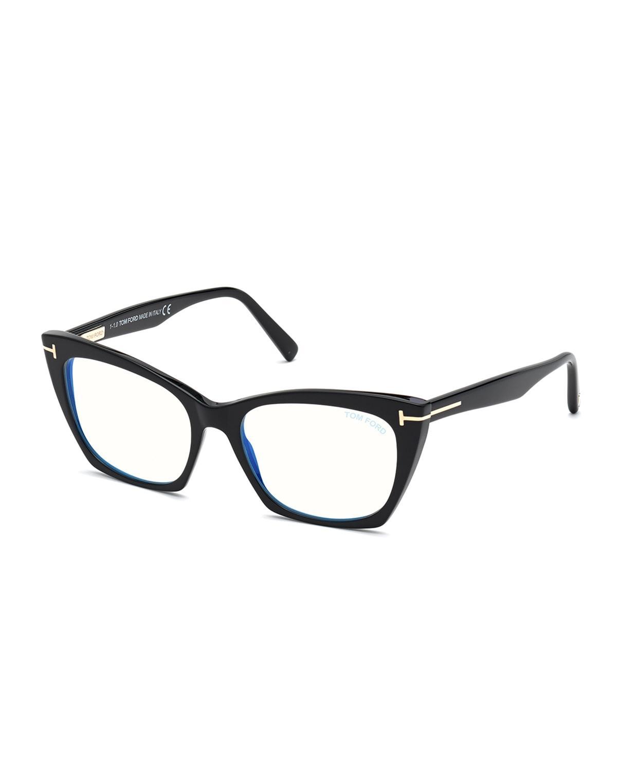 TOM FORD 54mm Blue Cat Eye Light Blocking Glasses In Black Product Image