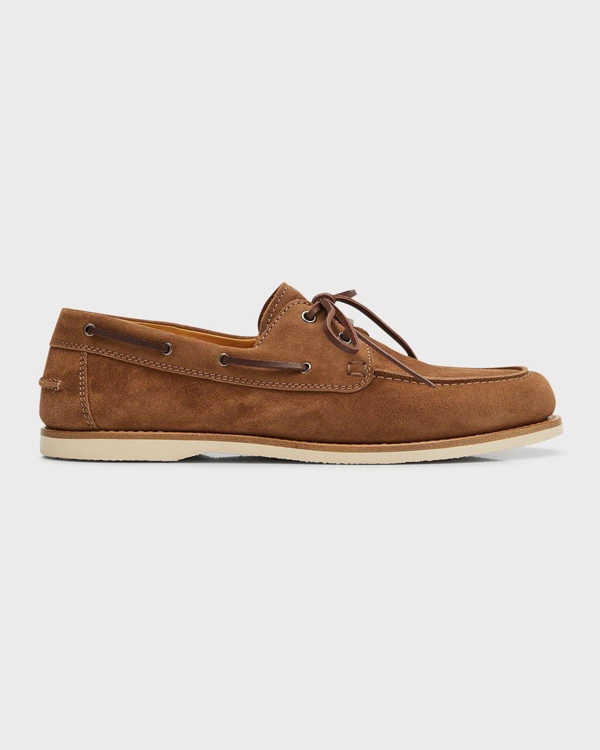 Brunello Cucinelli Men's Suede Boat Shoes  - BROWN - Size: 46 EU (13D US) Product Image