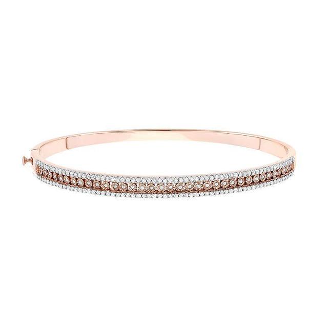 1 Carat T.W. Diamond 18k Rose Gold-Plated Bangle Bracelet, Womens, White Product Image