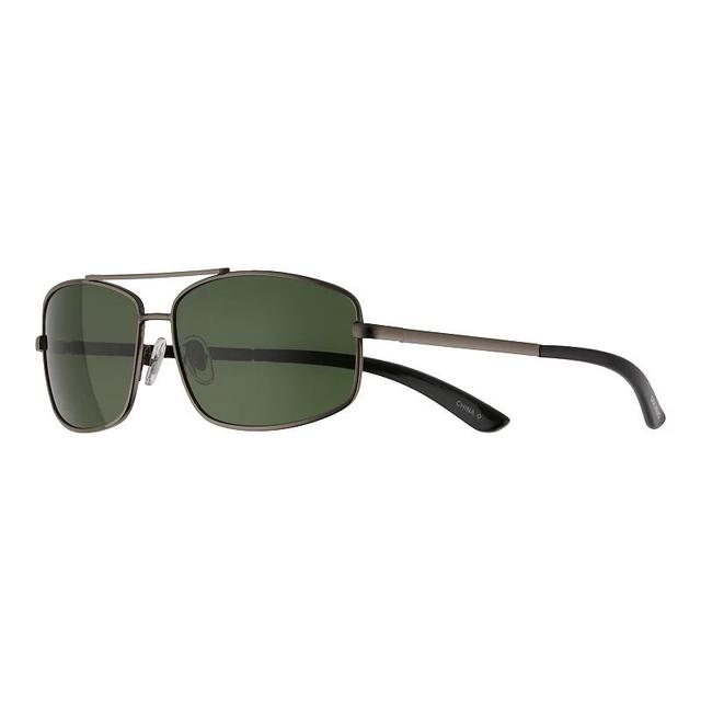 Mens Dockers Green Polarized Aviator Sunglasses, Shiny Grey Product Image